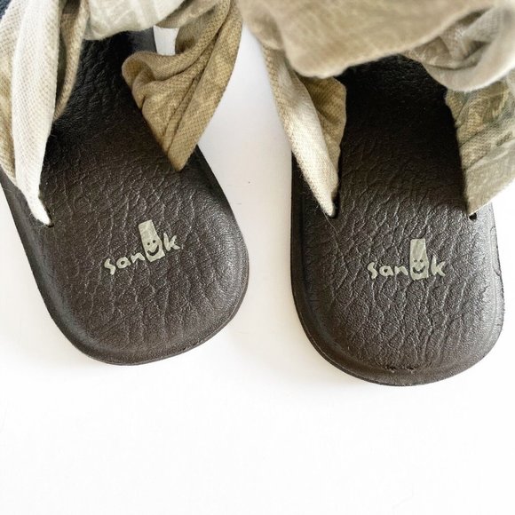 Sanuk Yoga Sling Sandals Women's 7 Neutral Print Open Toe Flats Sling Back - Picture 9 of 16